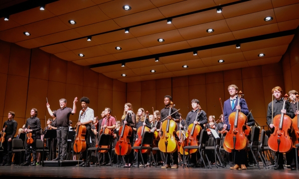 Orchestra Stands at the Center for the Arts Foster Grand Finale.
